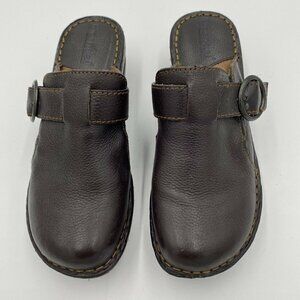 Bjorndal KellyAnne Size 6 Womens Shoes Mule Clog Wedge Heel 136221 Brown Leather
